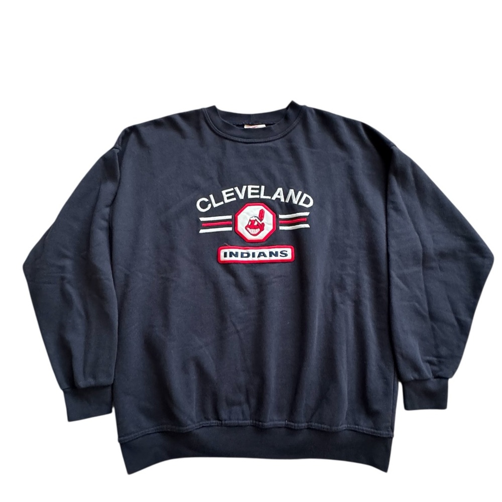 Vintage Cleveland Indians Chief Wahoo Embroidered Crewneck Sweatshirt Size XL